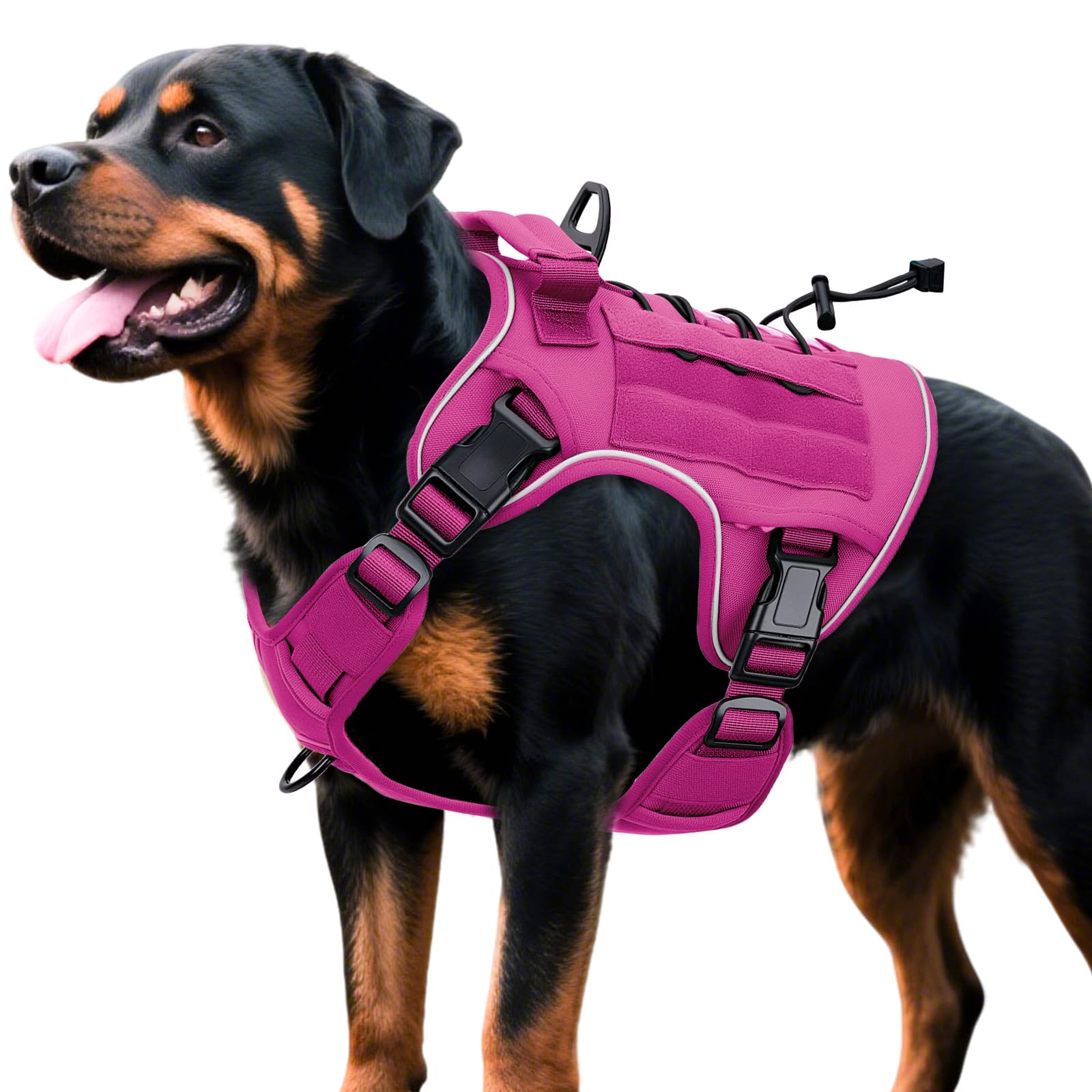 Heavy-Duty Tactical Dog Harness for Large Dogs, No Pull Adjustable Reflective Pet Vest with Molle System, K9 Military-Grade Control for Service