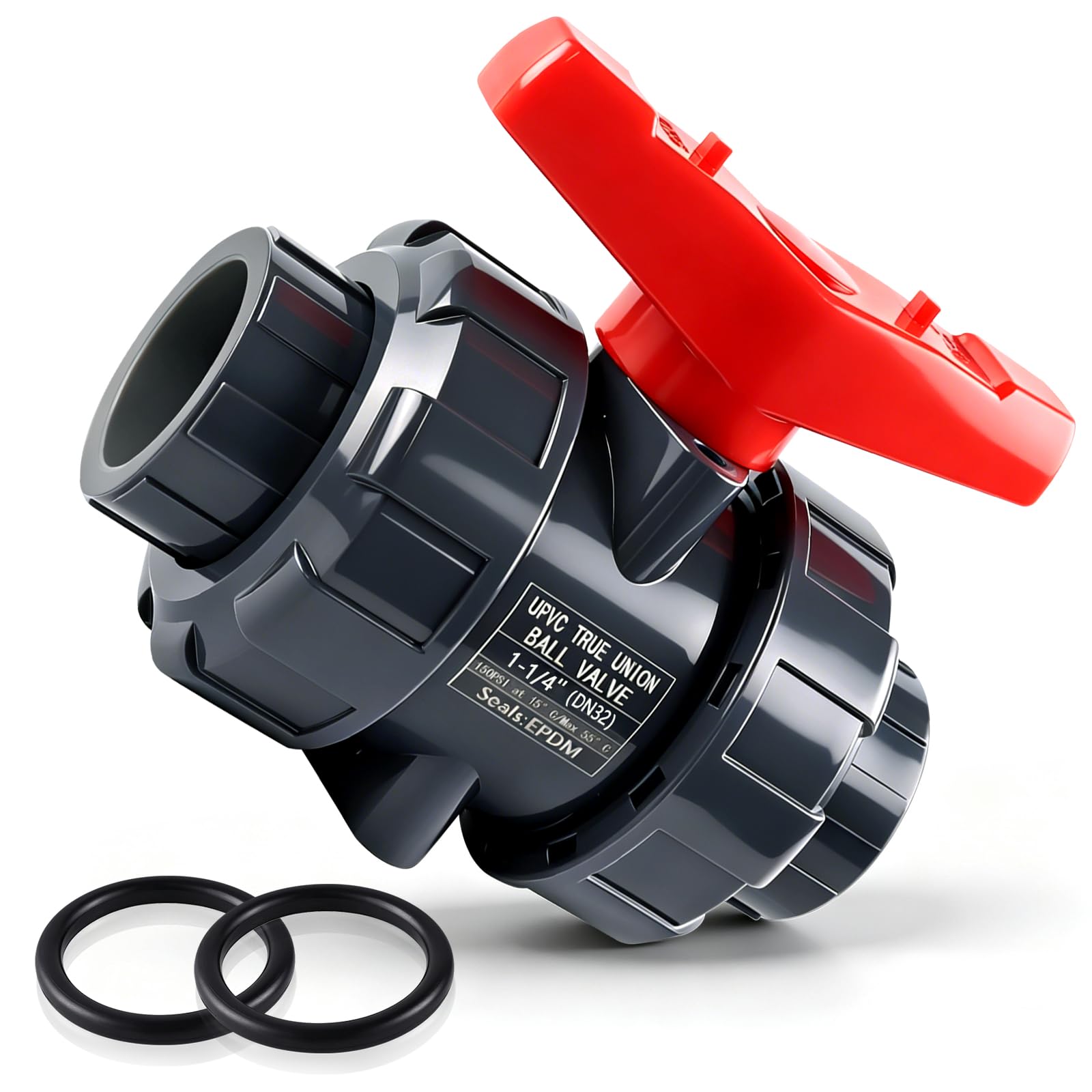 Boltigen PVC Union Ball Valve, 1-1/4' (DN32) True Union Full Flow Ball Valve