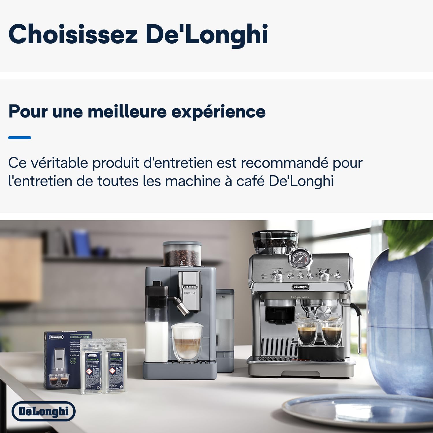 De'Longhi EcoDecalk Mini DLSC200 Anticalcaire Nokalk Machine à Café 2 x 100 ml Marron