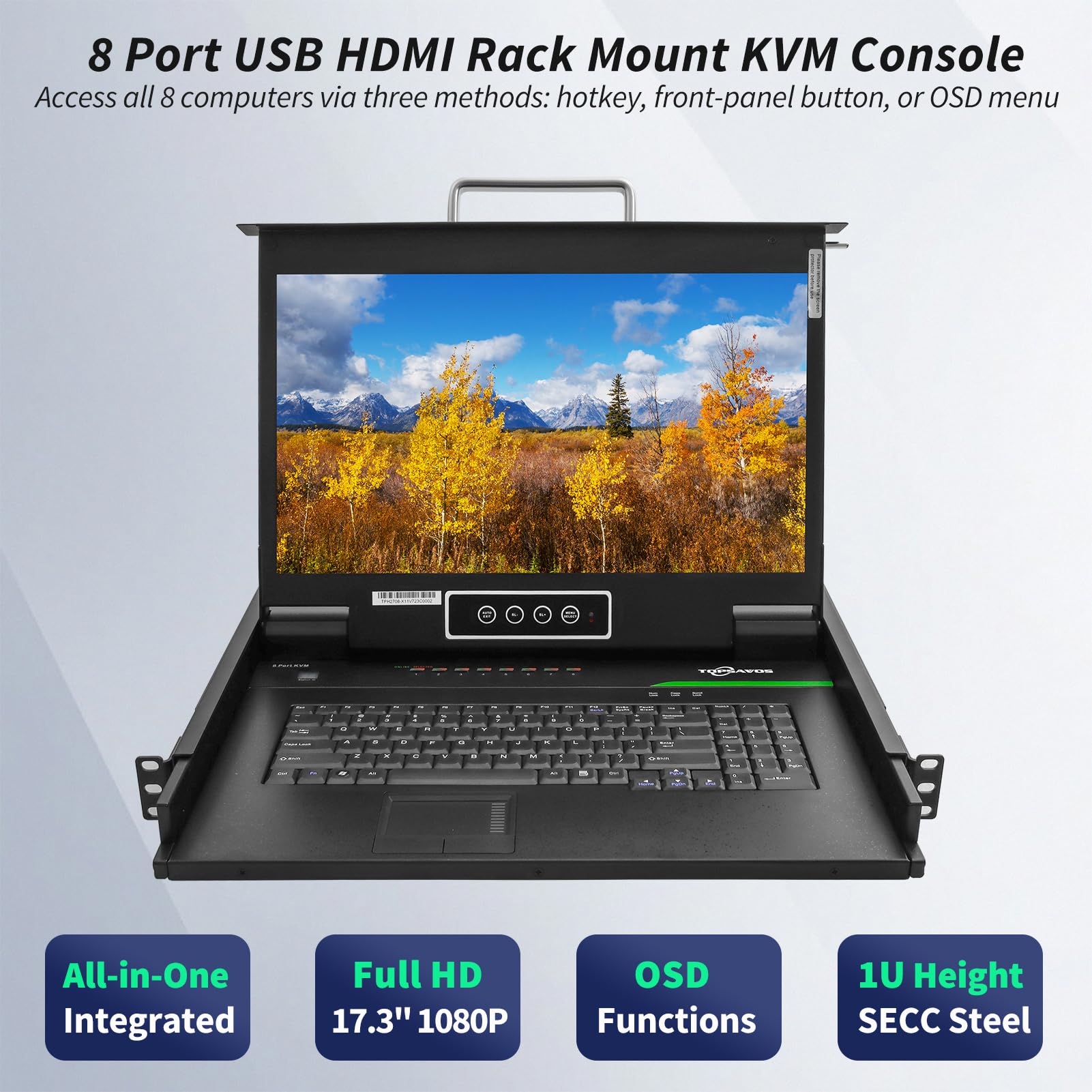 Amazon.co.jp: ラックマウントKVMコンソール、HDMI KVMスイッチ8ポート