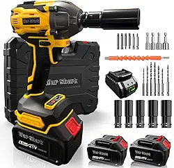 War Shark Furadeira e Parafusadeira Sem Fio 21V, Kit Profissional com 2 Baterias, Carregador e Acessórios, Multifuncional Brushless, Amarelo e Preto