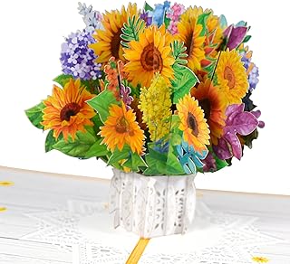 GREETING ART Flower Bouquet Pop Up Card, Flower Anniversary Greeting Card,3D Popup Greeting Cards for Valentine's Day, Winter, Fall, Thank You, Thinking of You, Get Well,All Occasion