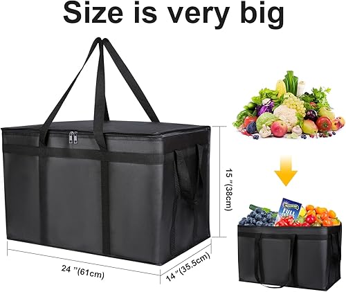 Miniatura 3 de musbus Paquete de 10 bolsas térmicas para entrega de alimentos, extra grandes, XXL, color rojo, para mantener los alimentos calientes, catering,