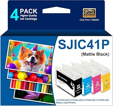Remanufactured SJIC41P Ink Cartridge C13T52L520 C13T52L220 C13T52L320 C13T52L420 Compatible with ColorWorks CW-C4000 Color Inkjet Matte Label Printer