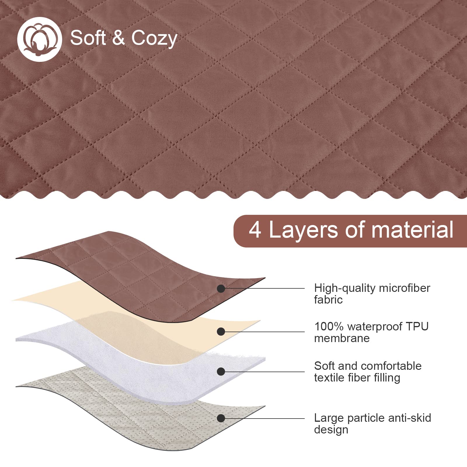 TAOCOCO Copridivano Poltrona Impermeabile Divano Protector Slipcovers (Caramello, 3 Posti)