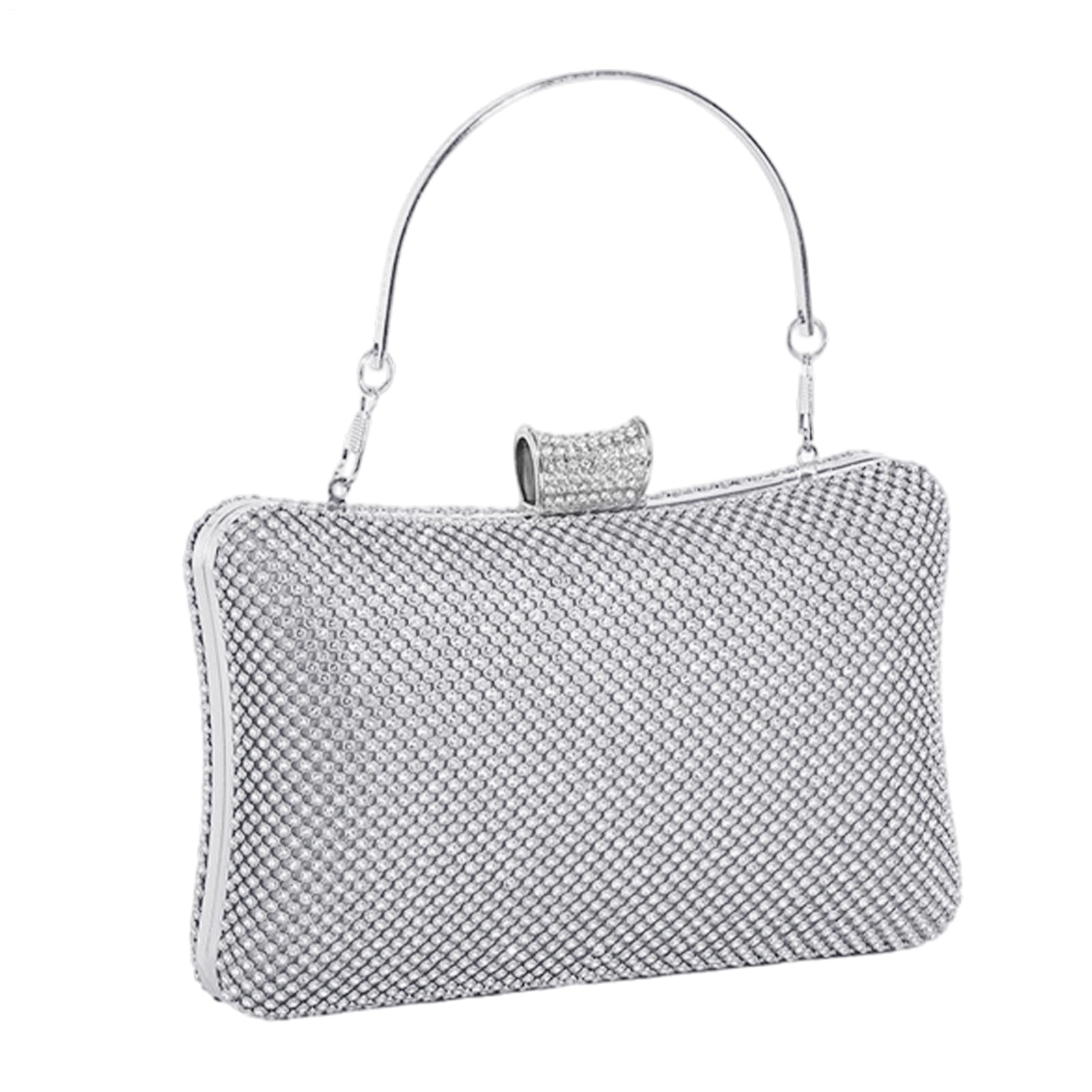 Monedero con diamantes de imitación – Bolso brillante – Bolsos de noche para mujer con cadena y asa – para bodas, fiestas, bailes, banquetes, ceremonias, citas, eventos de compromiso