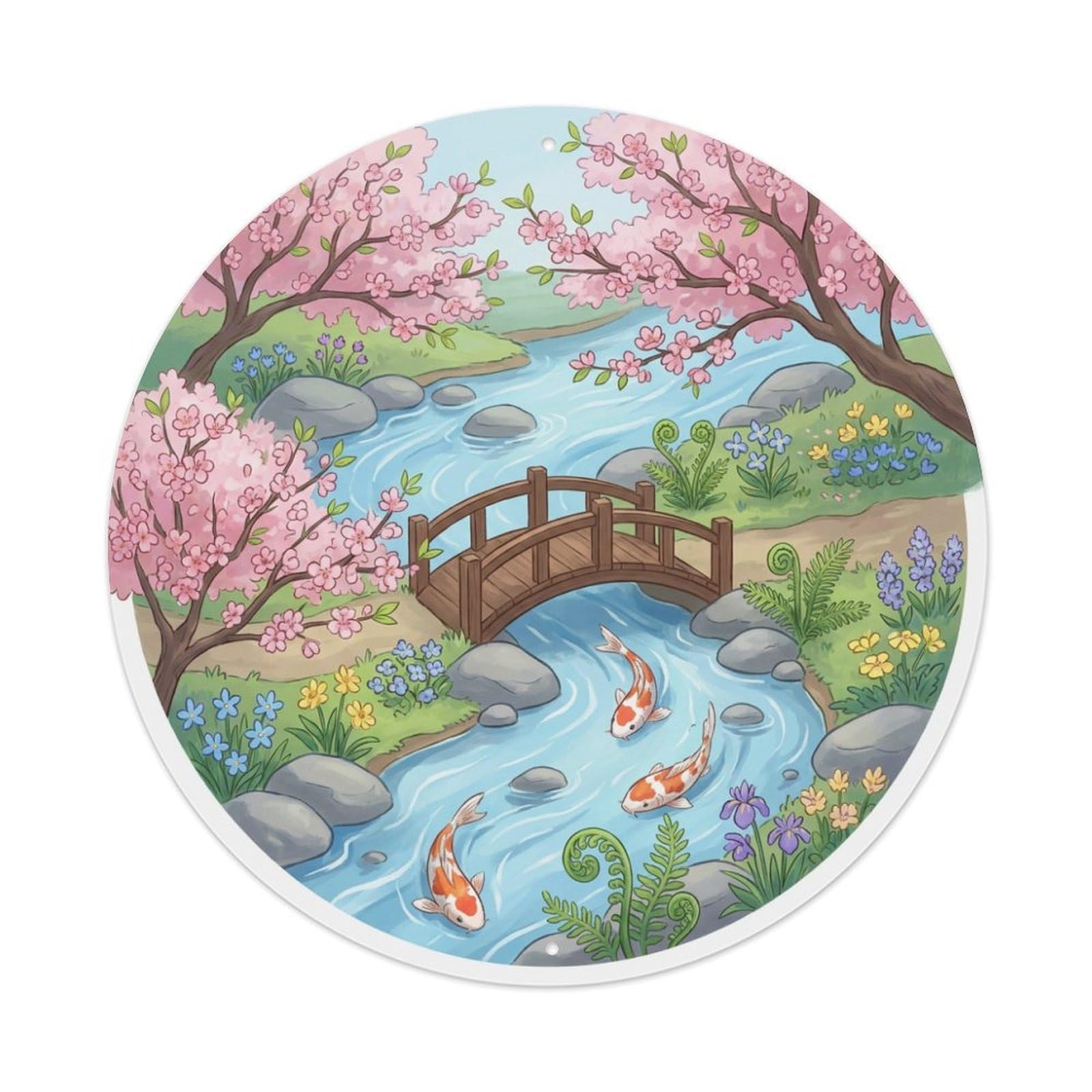 Galvaxio Style Japanese Koi Fish Spring Stream Fresh Waters Metal Tin Sign