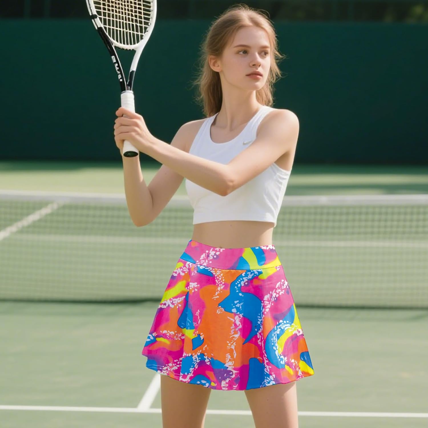 80s 90s Tennis Skirts with Pockets - High Waisted Retro Golf Skorts for Women | Athletic Workout, Running, Casual Wear