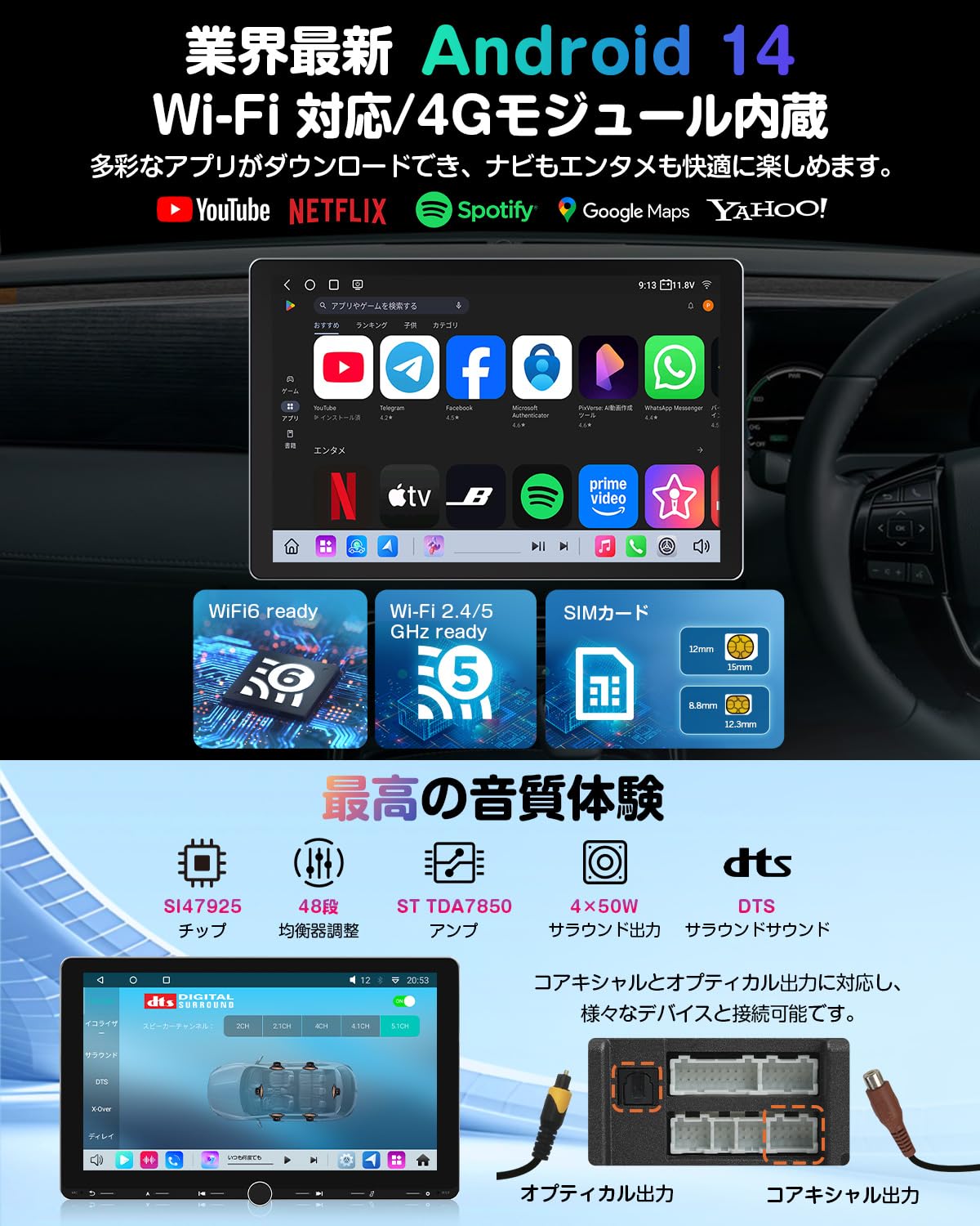 Amazon.co.jp: EONON UX7SJ-PLUS 10.1 Inch Display Audio 2DIN Car