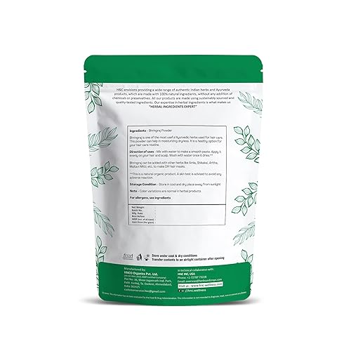 Miniatura 2 de H&C - Polvo de Bhringraj 100% natural para cabello (0.5 libras08 onzas), rejuvenecedor para el crecimiento del cabello de Indian Ayurveda