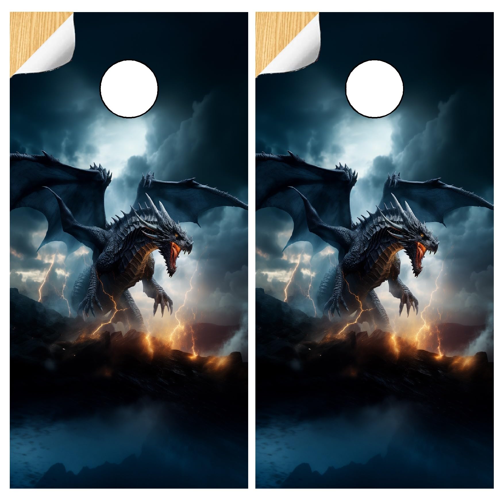 GRAPHIX EXPRESS Cornhole Board Wraps - Cornhole Wraps for Boards - Cornhole Decals for Boards - Cornhole Vinyl Board Wrap - Cornhole Skins for Boards - Cornhole Set - C352 Dragon