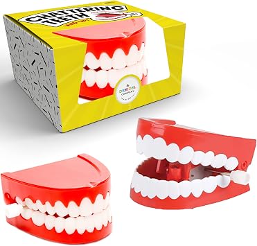 The Dreidel Company Wind Up Teeth Chomping & Chattering Teeth Toys for Kids Birthday Party Favors, Novelty and Gag Gifts, 2.5" Inches Single