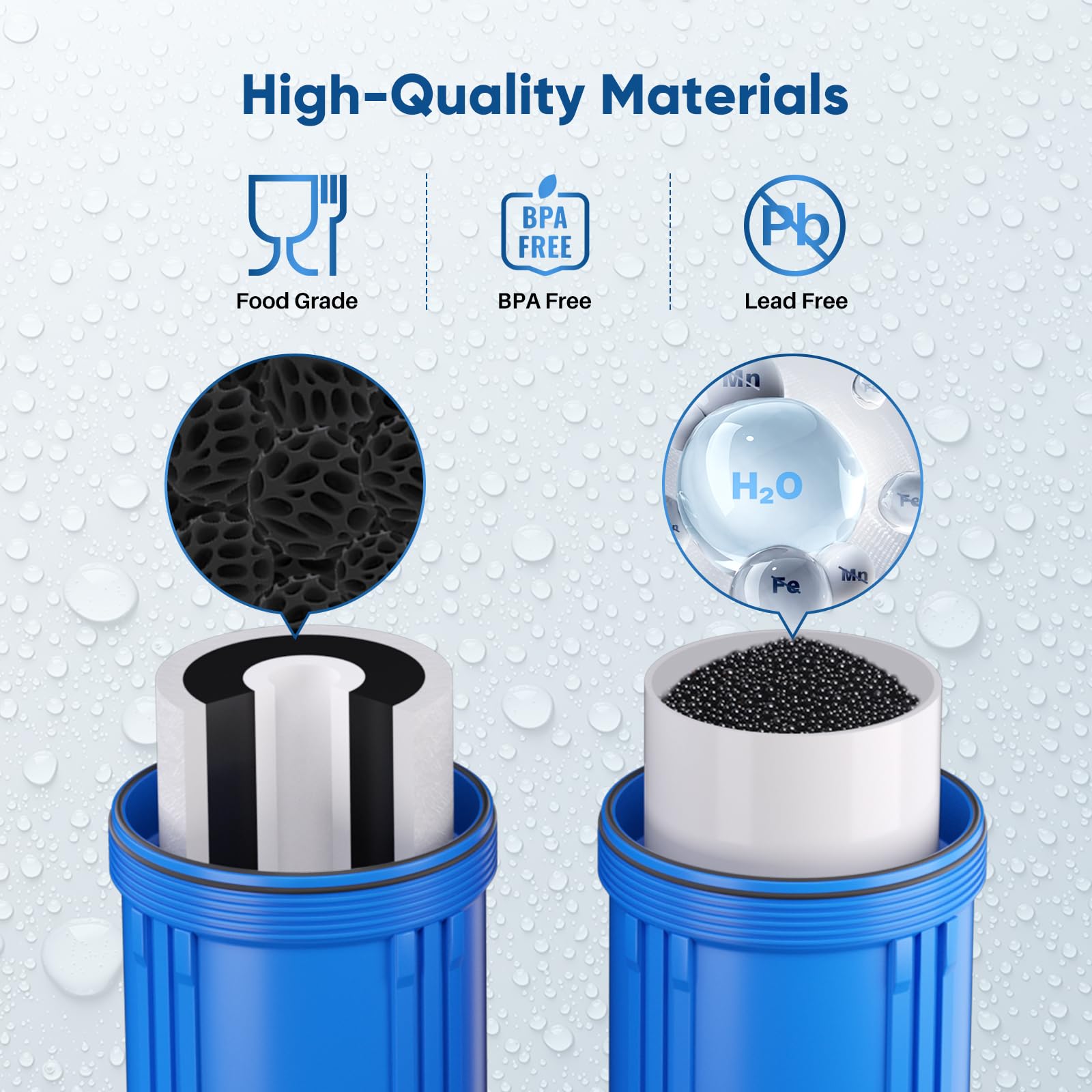 PUREPLUS Kit combinato con cartuccia filtro dell'acqua a 2 stadi per tutta la casa, 11,4 x 25,4 cm, con sedimenti e carbone e filtro per ridurre il ferro, kit di ricambio per filtraggio dell'acqua da