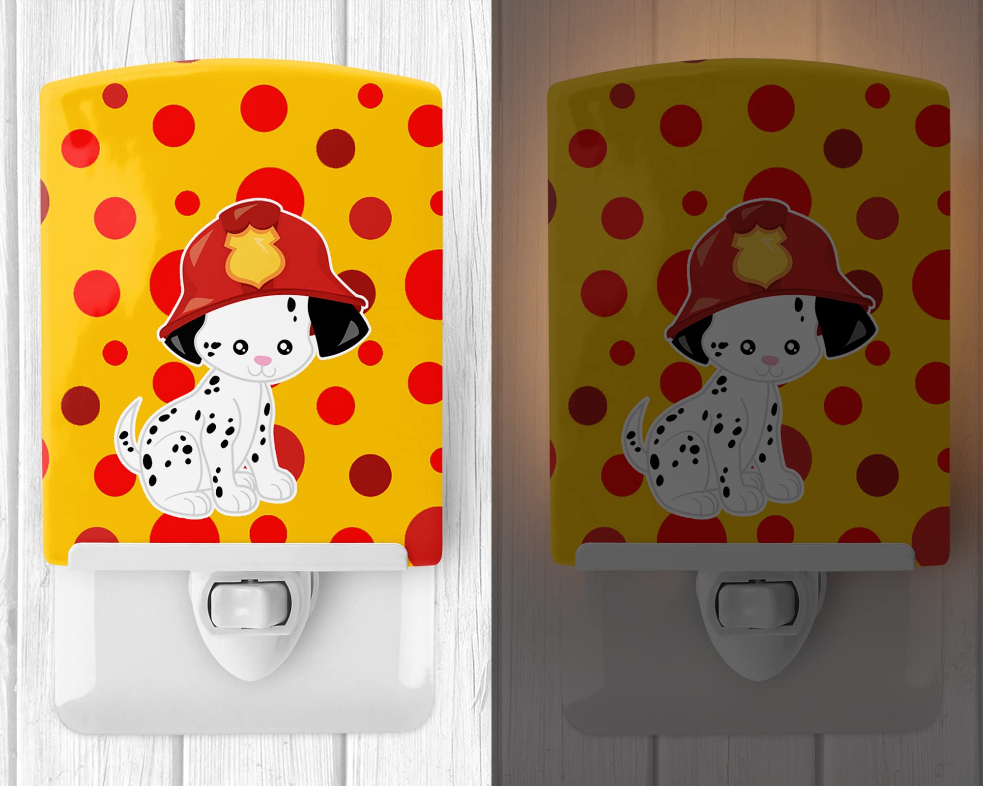Caroline's Treasures BB6999CNL Fireman Dalmatian Puppy Ceramic Night Light Compact, UL-Certified, Ideal for Bedroom, Bathroom, Nursery, Hallway, Kitchen, 6x4x3, Multicolor