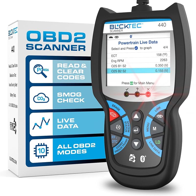 BLCKTEC 440 Leitor e Scanner OBD2 Bluetooth para Diagnóstico Automotivo com Dados em Tempo Real e Teste do Sistema de Bateria e Carregamento