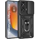 A rtistque Armor Bumper Back Case Cover for Motorola Moto Edge 50 Fusion 5G / Moto G96 5G | Stylish Ring Holder & Inbuilt Stand | Sliding Camera Cover | Moto Edge 50 Fusion 5g Back Cover - Black gallery image