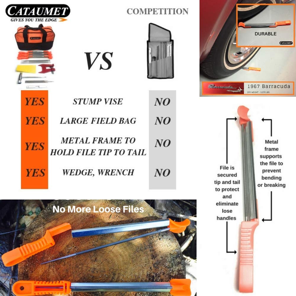 CATAUMET Chainsaw Sharpener File Kit With 5/32, 3/16, 7/32 Round
