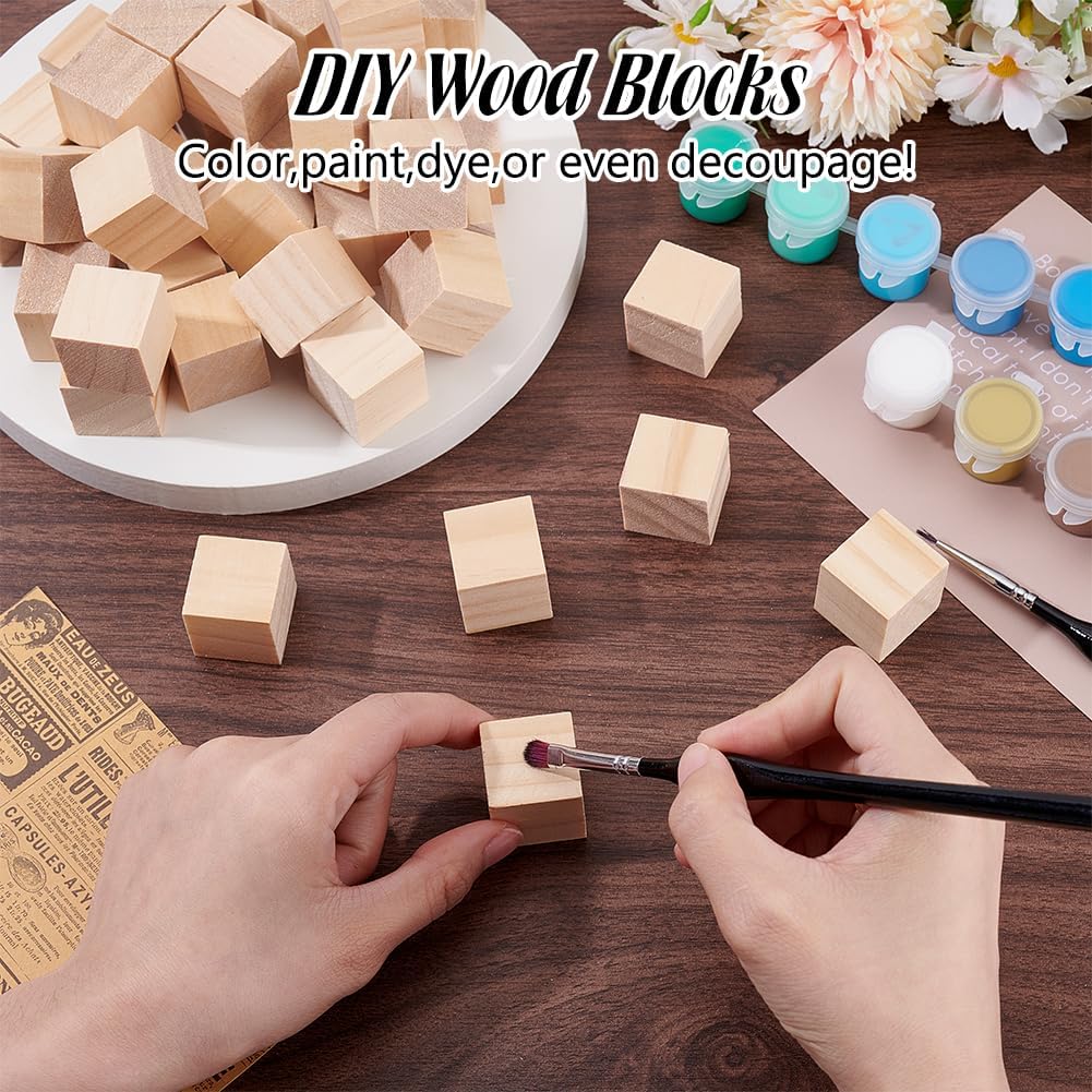 arricraft 350 Pcs 1 Inch Wooden Cubes, Natural Solid Unfinished Wood Blocks for Painting Decorating Craft Carving Shower Blocks to Decorate DIY Projects
