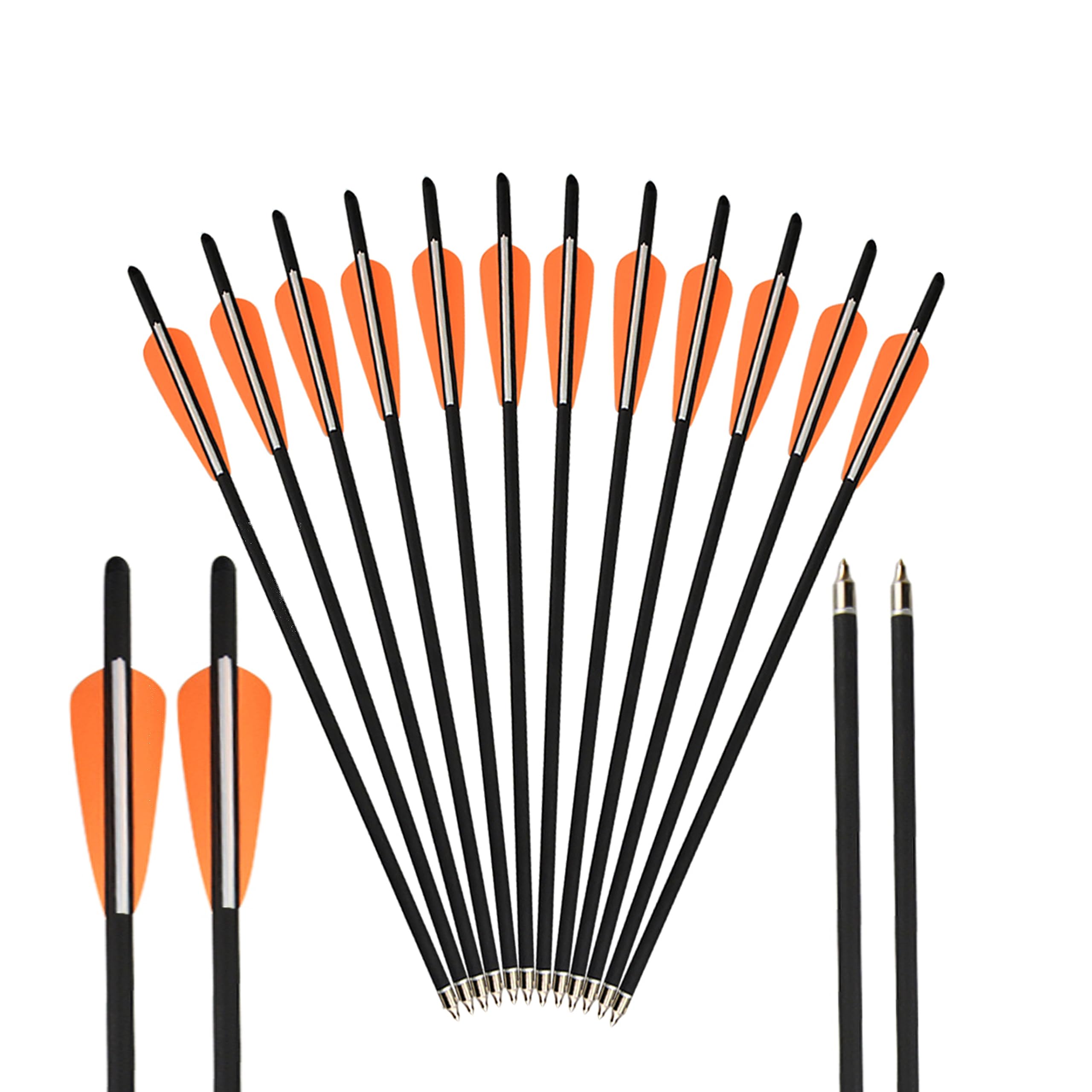 AMEYXGS 6pcs Armbrustbolzen Mixed Carbon Armbrust Pfeile 16 "17" 18 "20" 22 "für Armbrust Jagd oder Bogenschießen Praxis