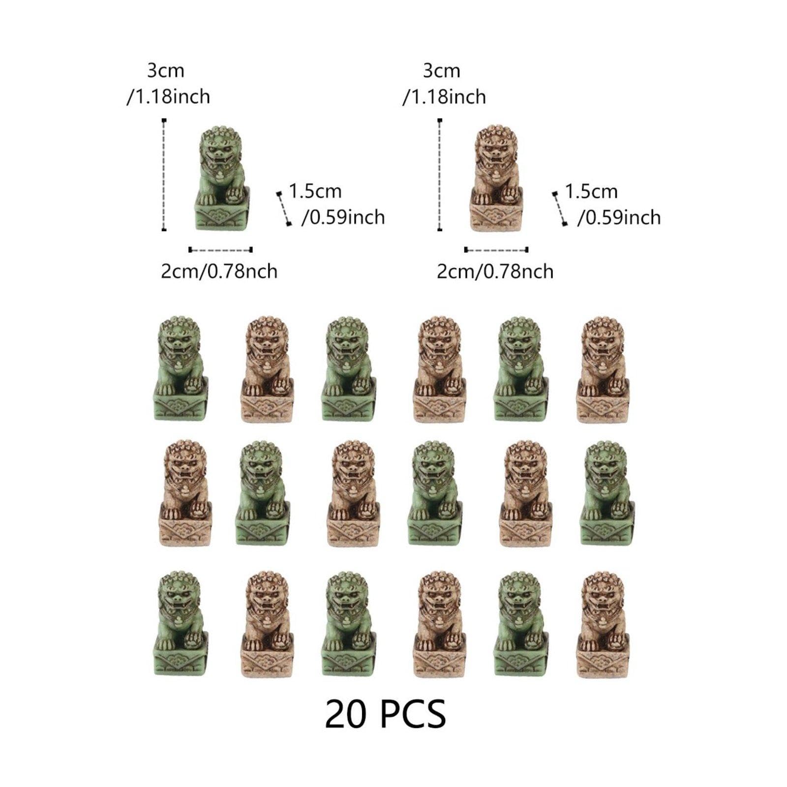 20 Pièces Figurine Lion Résine Statue Foo Chiot Ensemble Mini Sculptures Protectrices Résine pour Décor Intérieur Extérieur Adapté Au, 6 pièces