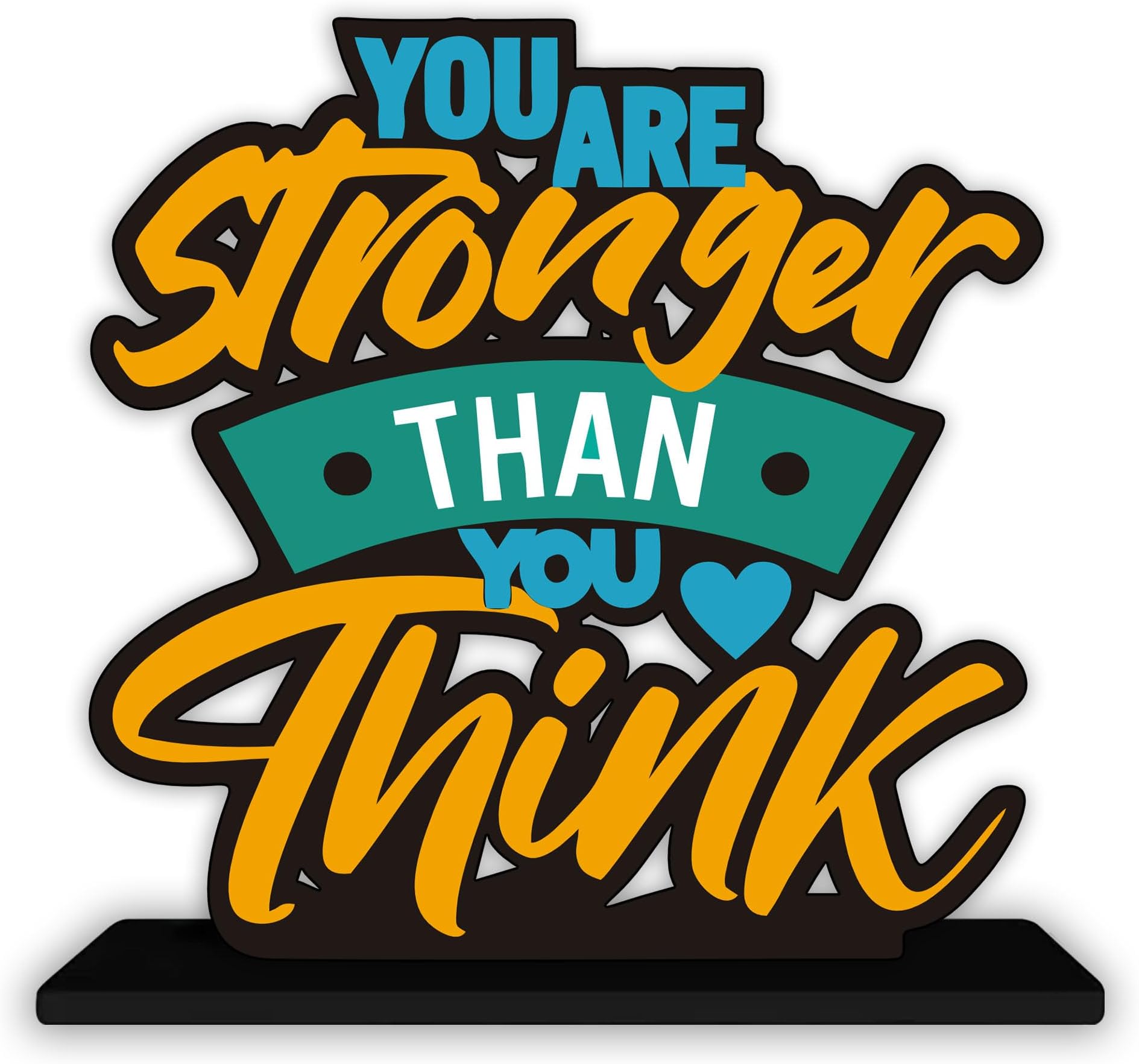 Artvibes Wooden Idols And Figurine You Are Stronger Than You Think Motivational Quote Table Decoration For Office Desk|Home Decor Item|Living Room|Modern Art Wood Showpiece Gift (Sp_1165)