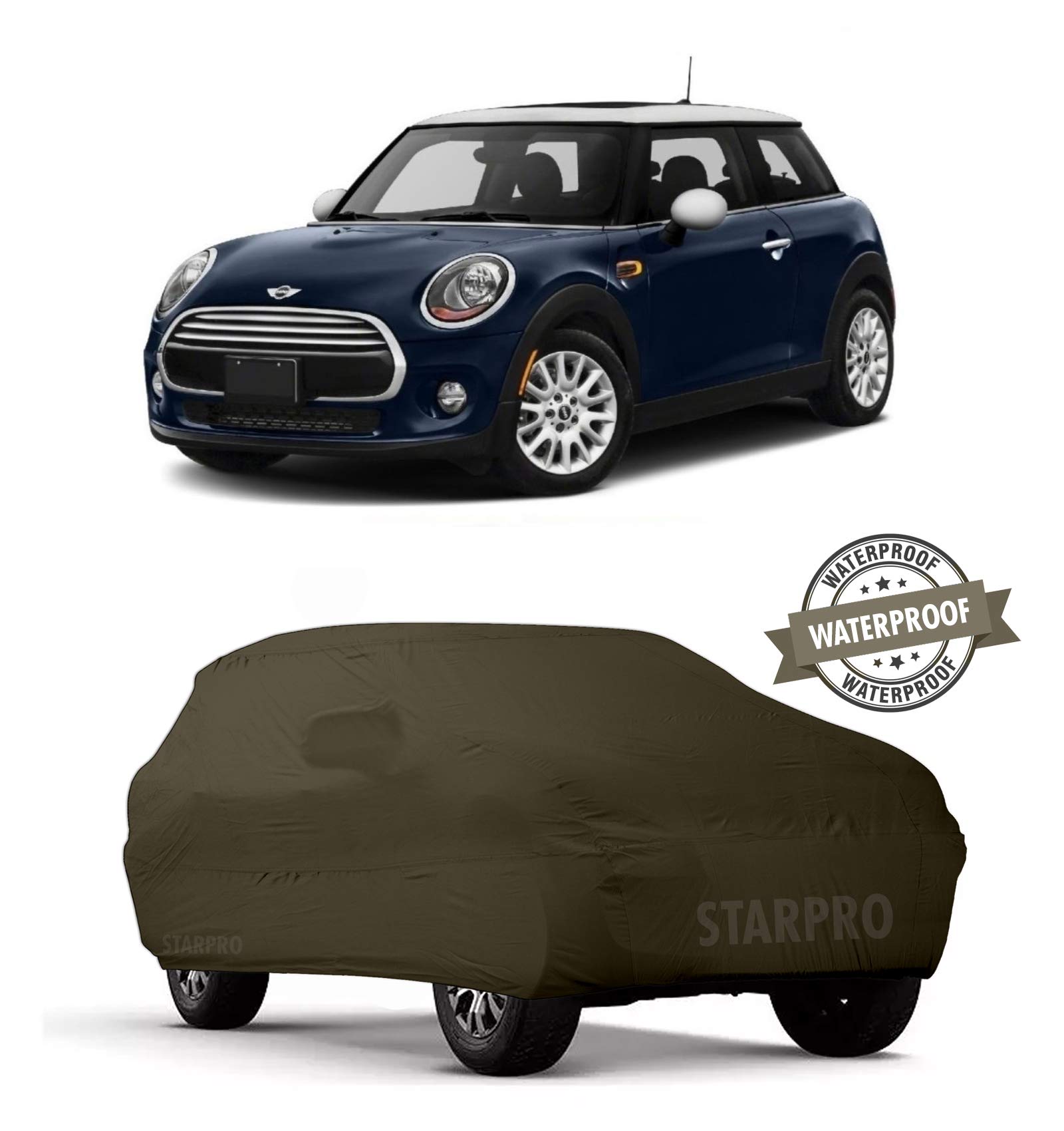 HEMSKAR Presents Imported Quality Fully Waterproof Car Body Cover Compatible with Mini Cooper Cooper Models (Olive Green Color with Mirror)