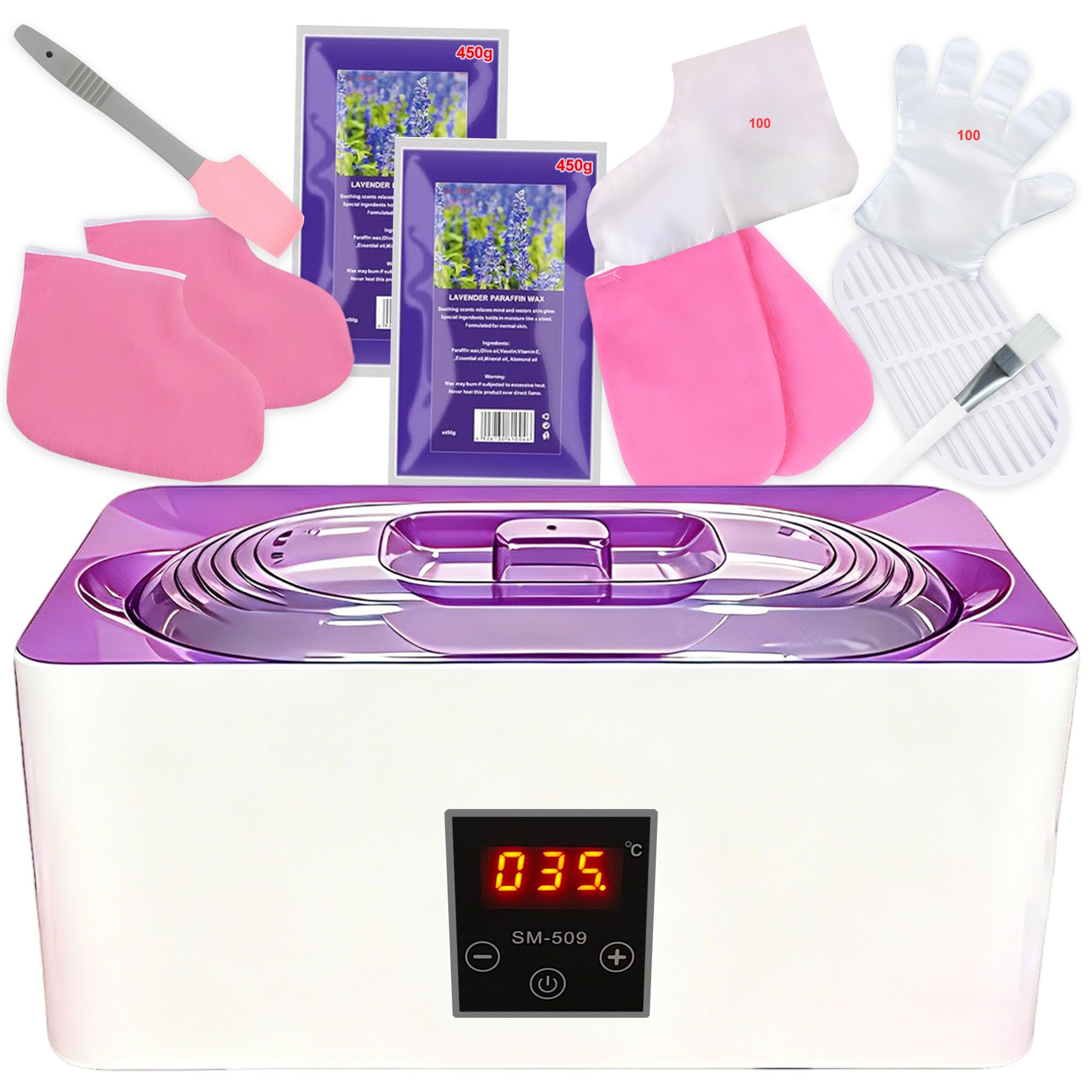 Máquina de baño de 4 litros para manos y pies con modo automático, control preciso de la temperatura y función de fusión rápida (morado)