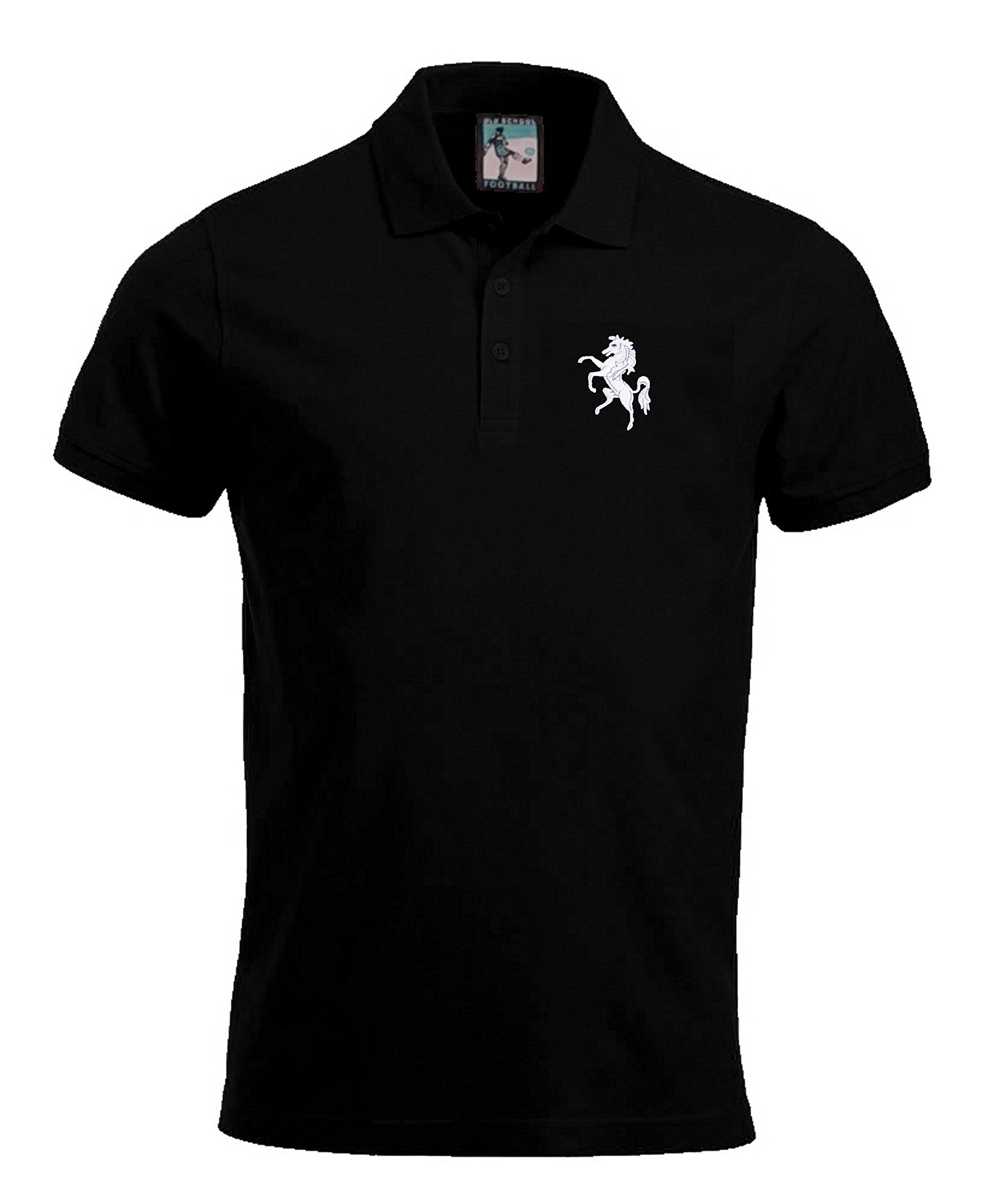 Old School Football Men's Black Gillingham 1977-1980 Retro Football Polo Embroidered Logo