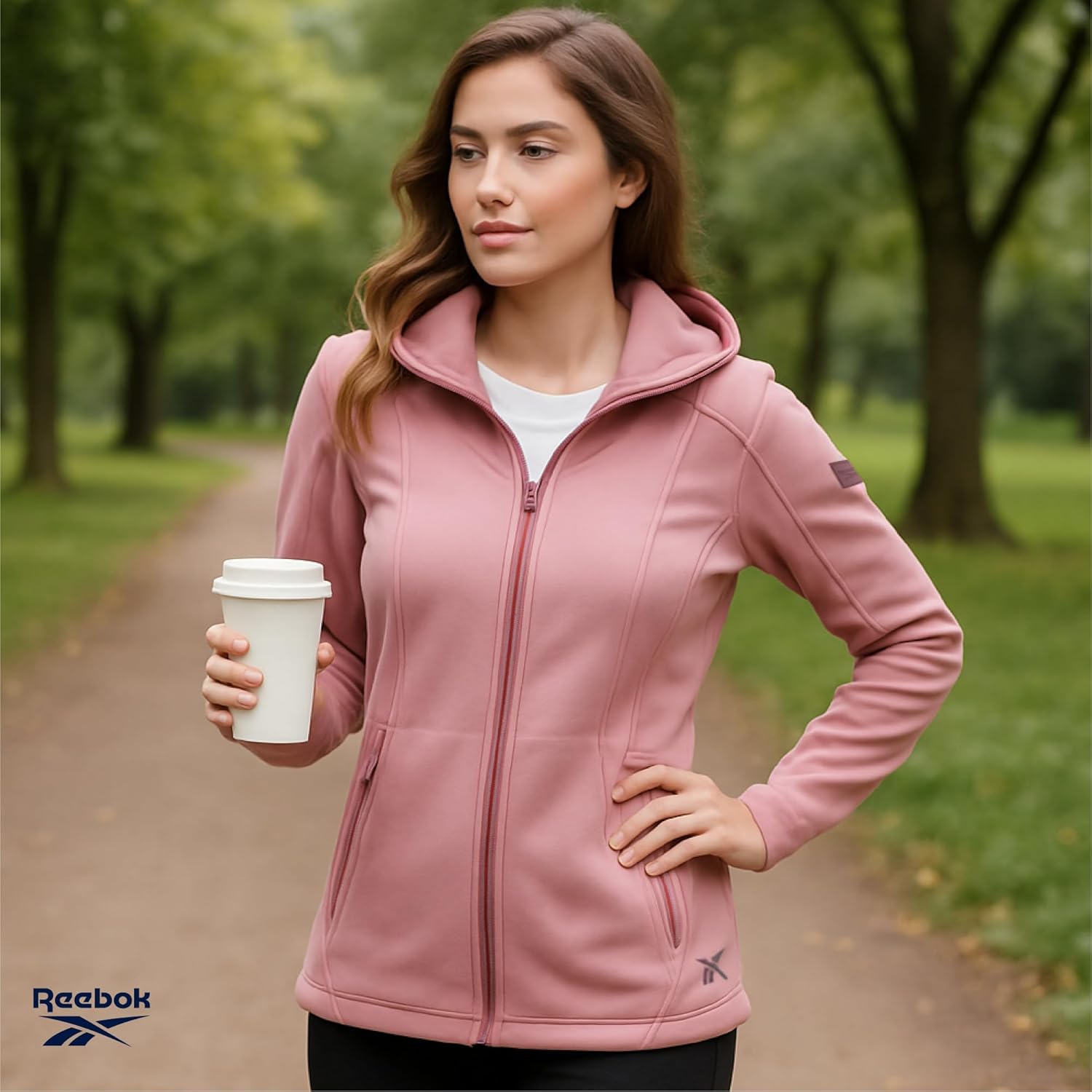 Reebok Womens Softshell Jacket - Lightweight Water & Windproof Warm Hooded Fleece Lined Womens Jacket for Gym Running Hiking - Image 2