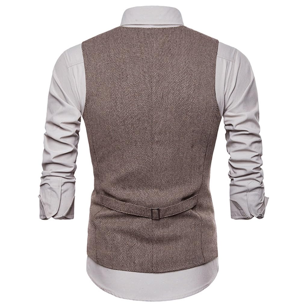 Dninmim Feste formelle Herrenweste, einreihig, schmale Passform, lässig, Business-Jacke