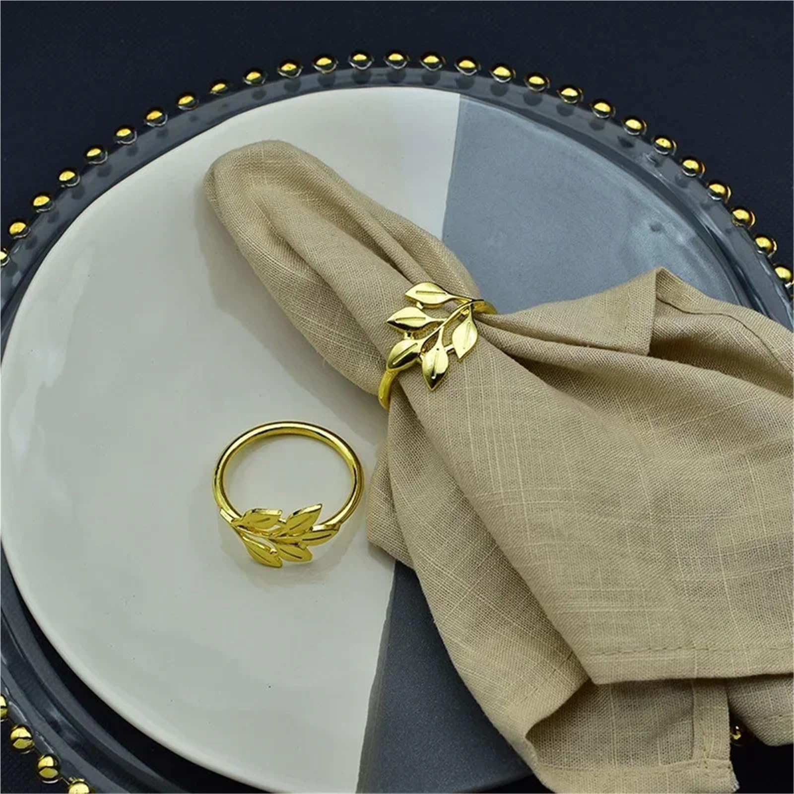 Servilleteros de Metal con Forma de Hoja otoñal, Ideal como Recuerdo de Boda, Dorado y Plateado, for decoración de Mesa de Fiesta. Adecuados para Fiestas, Bodas, Cenas Familiares(Gold 6PCS)