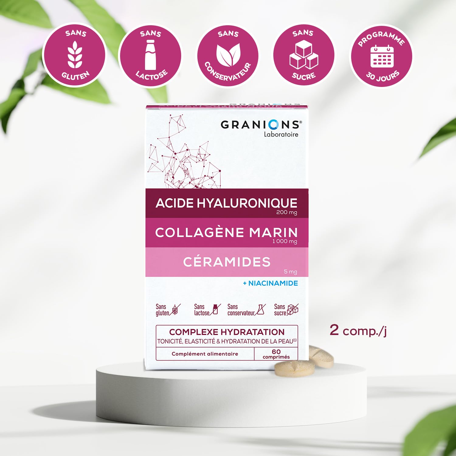 Complément Alimentaire Collagène Marin + Acide Hyaluronique - 60 Gélules Novoma