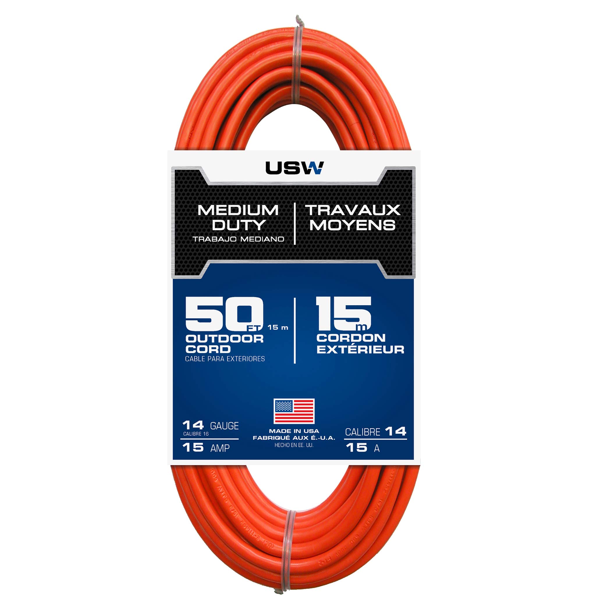 us wire and cable elc0002 extension cord, 50ft, orange
