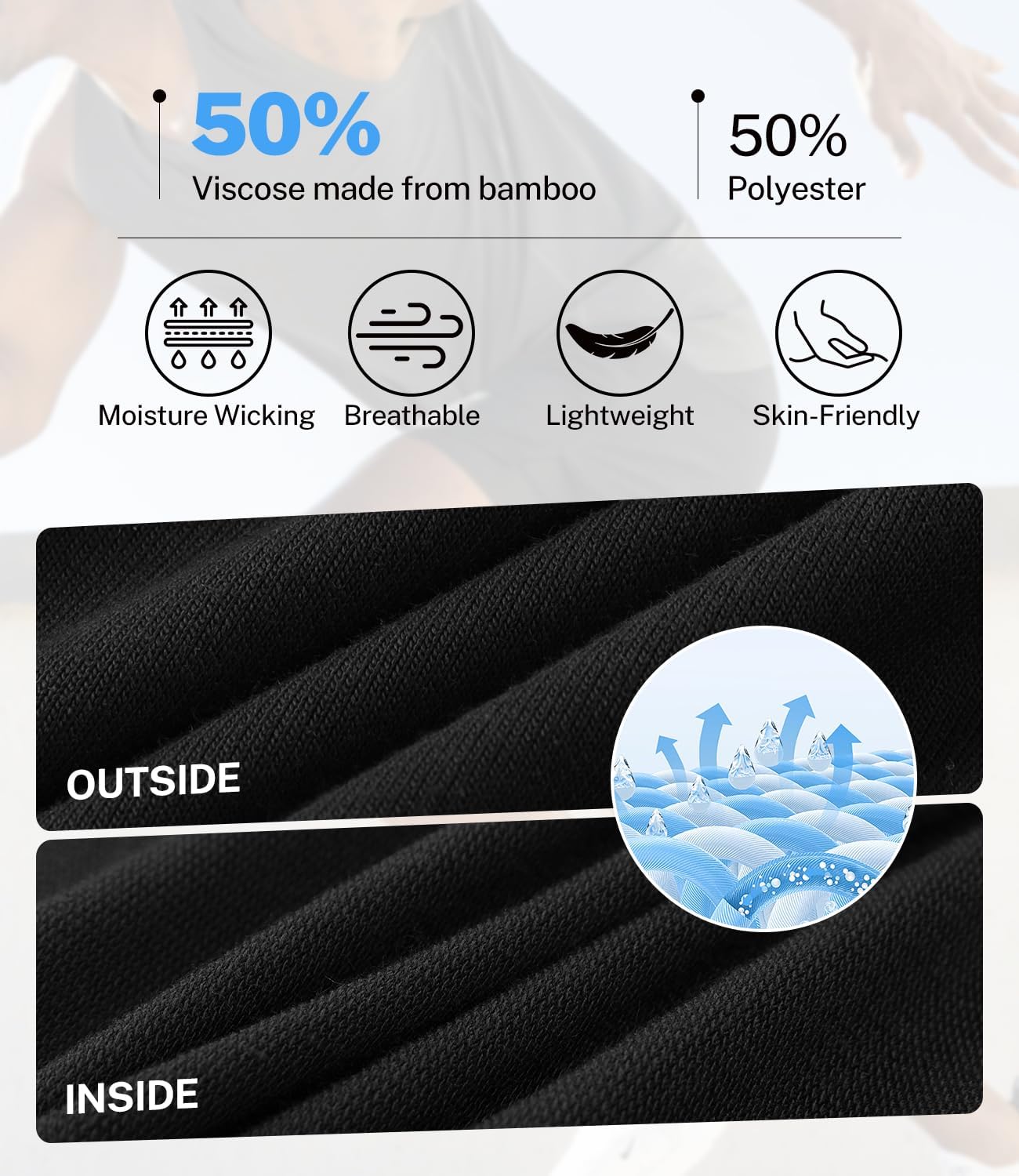 BAMBOO COOL Men's Athletic Shorts Dry Loose-Fit Running Workout Gym Shorts Breathable Lightweight Activewear with Pockets - Image 5