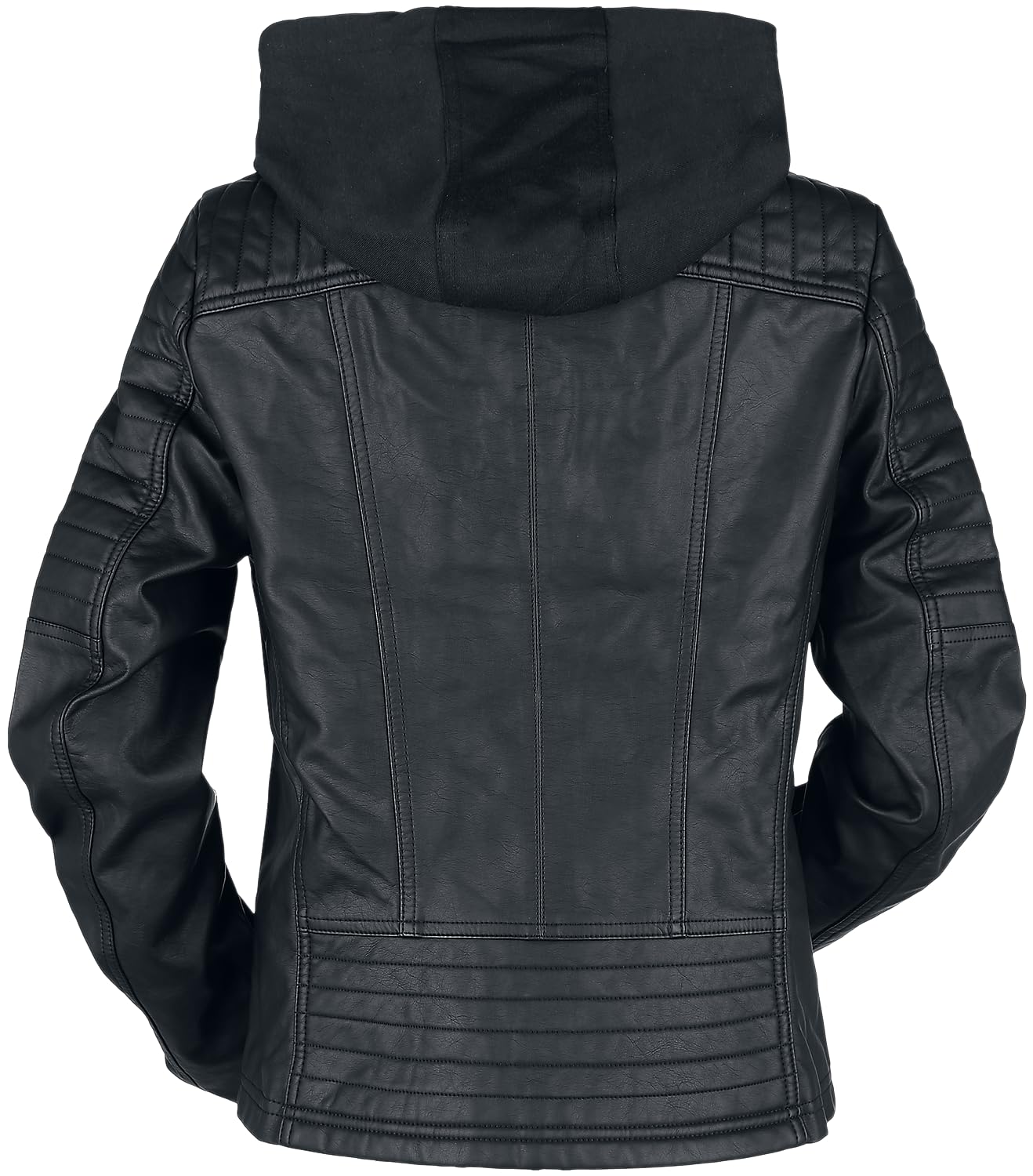 Black Premium by EMP Mujer Chaqueta negra de piel sintética estilo motero