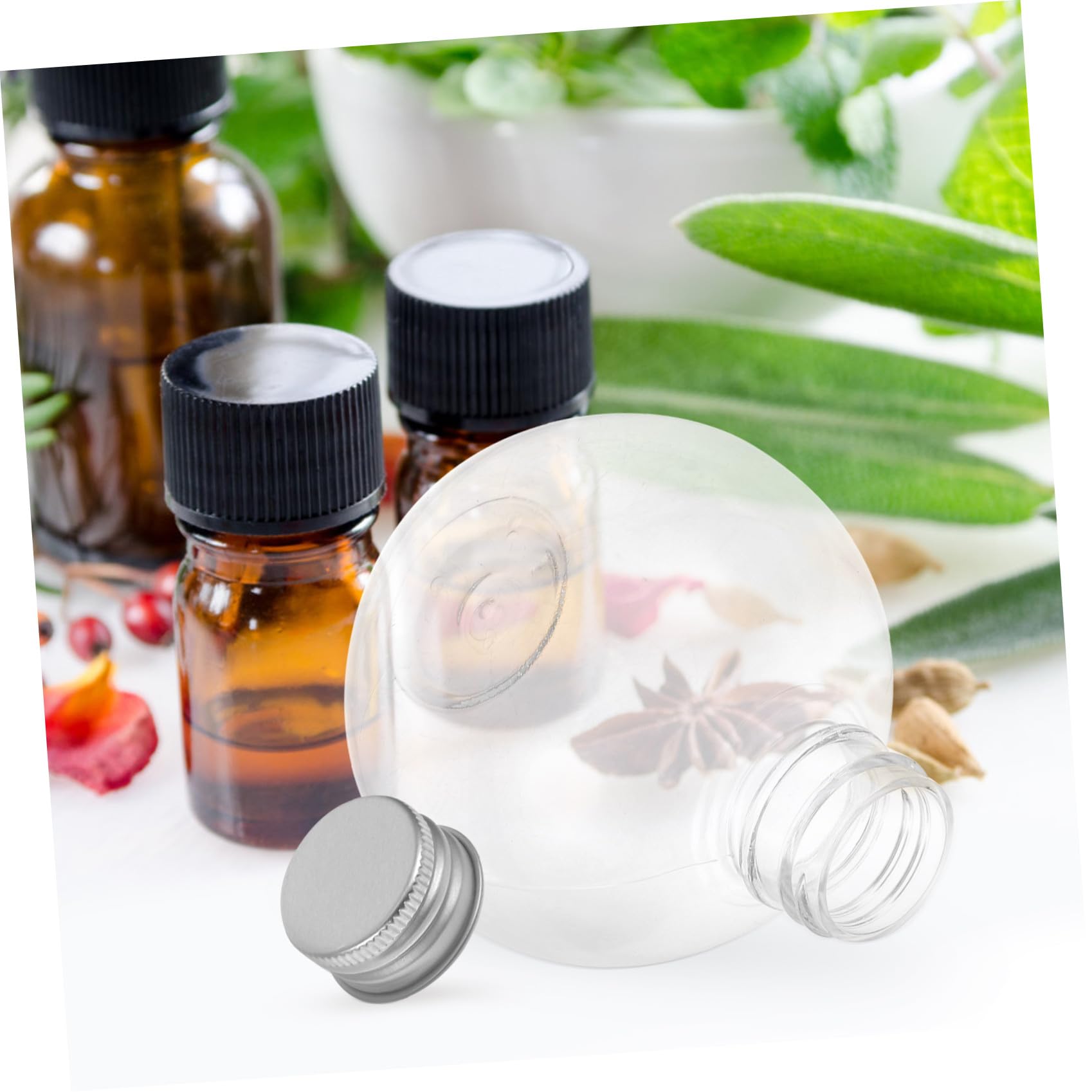 VANZACK 25 Stück 150ml Transparente Plastik Sprühflaschen mit Kugelform Wiederverwendbare Dekorationsflaschen für Haushalt und Reisen Zufällige Farbe