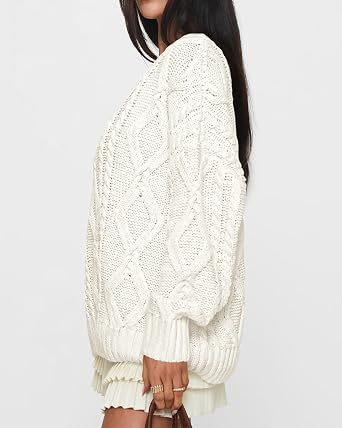 BTFBM Casual Long Sleeve Fall Sweaters for Women Trendy Chunky Cozy Sweater | Ribbed Knit Pullover,Cable Knit Jumper Tops,Solid Color,Loose Fit,Cute,Crewneck, Y2K,Fall Clothing,Halloween,Christmas