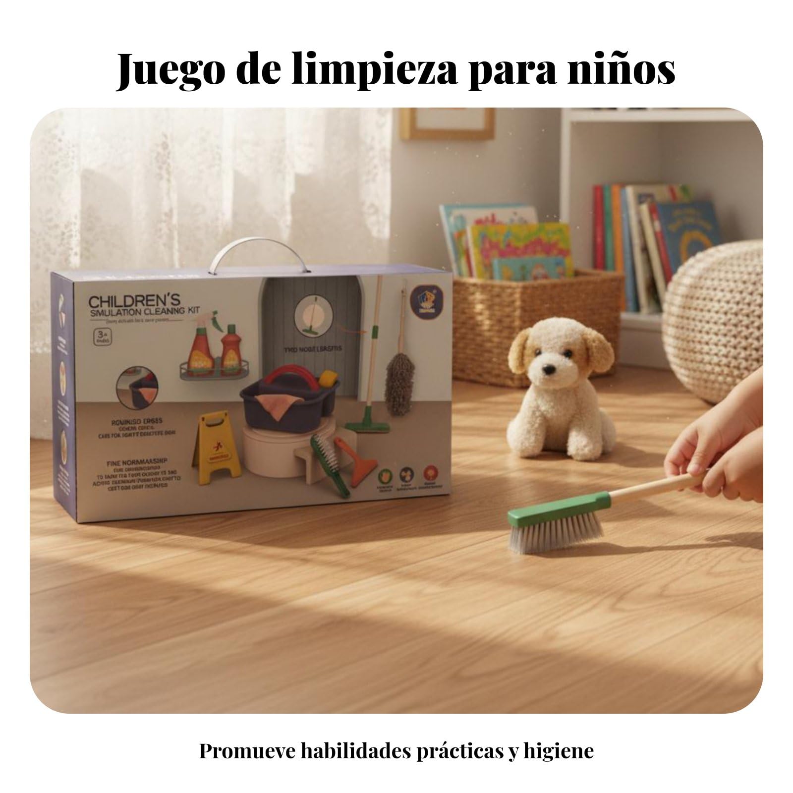 Harilla Children Cleaning Playset Juego de Limpieza Infantil Set de Juguetes de Aseo Escoba Trapeador Recogedor con Contenedor para Guardar Fomenta Hábitos de , Caja Sellada 11 Pzas