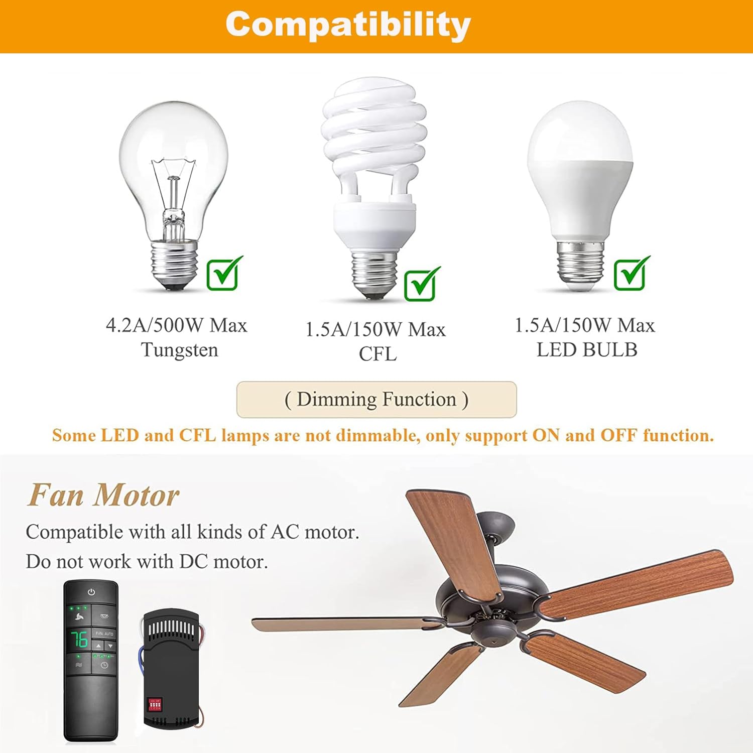 Universal Ceiling Fan Thermostatic Remote Control Kit Replacement for Hampton Bay Home Decorators Harbor Breeze- Walk Away Time Delay, 3-Speed Light Dimmer, Replacement for 2AAZPHD3/HD3 TR222A TX031