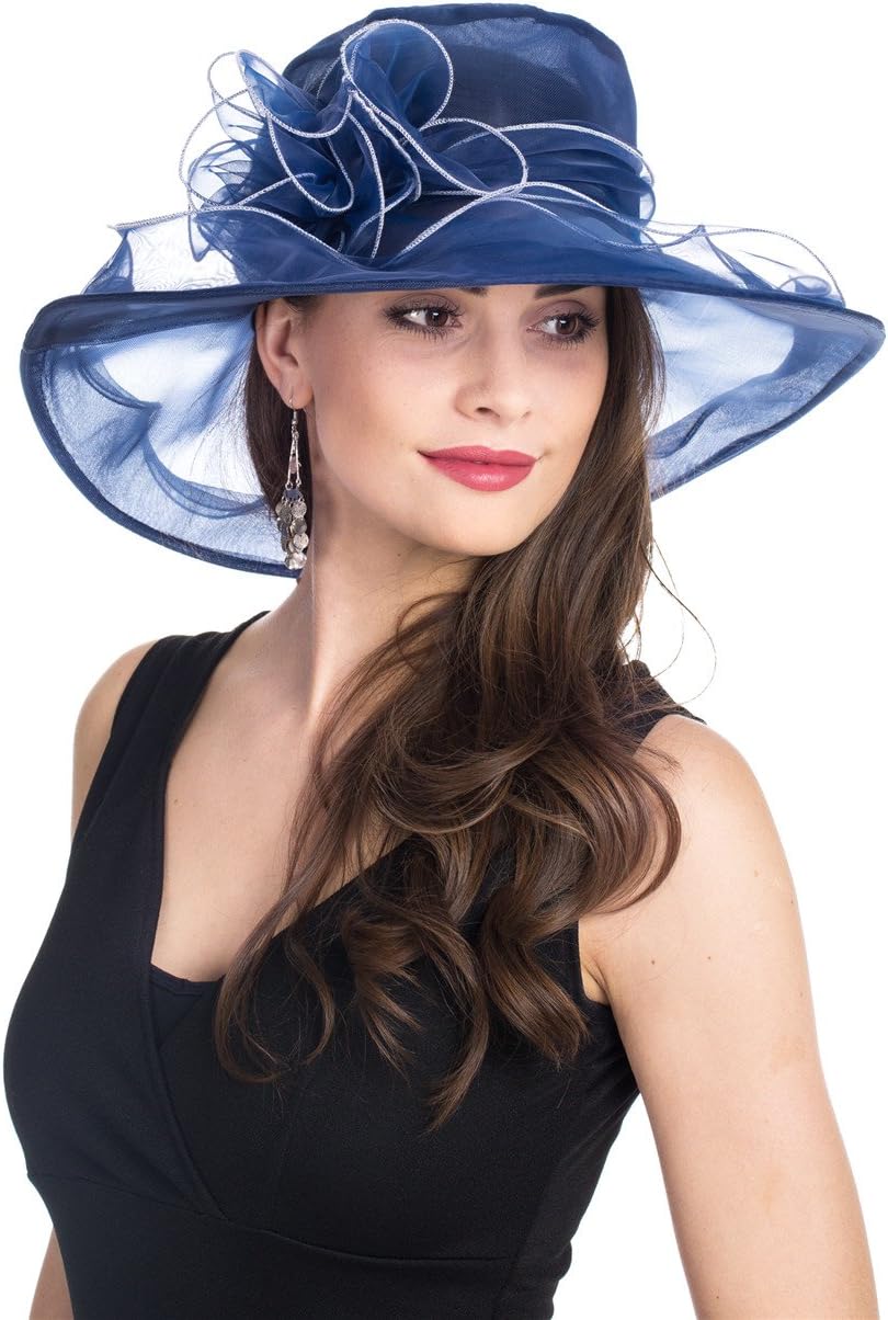 SAFERIN Women's Organza Church Fascinator Bridal Tea Party Wedding Hat - Image 3