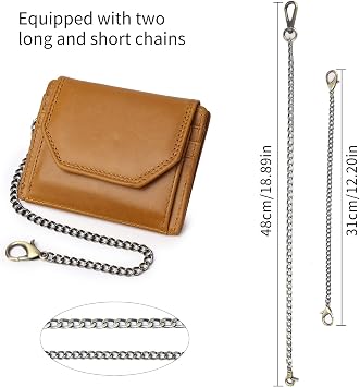 Chain Wallets for Men Rfid Blocking Genuine Leather Bifold Stylish Mens Wallet Credit card With Coin Pocket