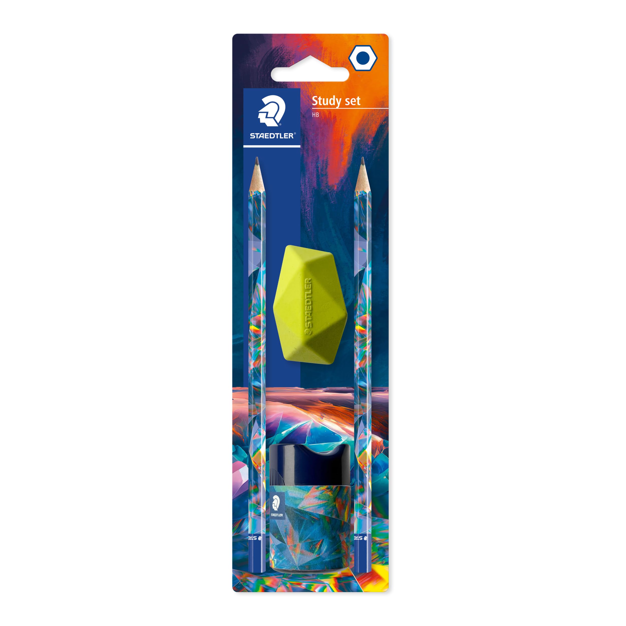 STAEDTLER HB Drawing Pencils - for Sketching and Writing - Multiverse Design - Includes 2 HB Pencils, Sharpener & Eraser - Set of 4, 170SBKE2-1