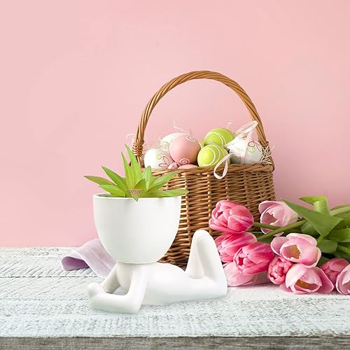 Miniatura 2 de 6 macetas de cerámica para suculentas, macetas pequeñas creativas en forma de humano, modernas mini macetas para oficina, hogar, cafeterías,