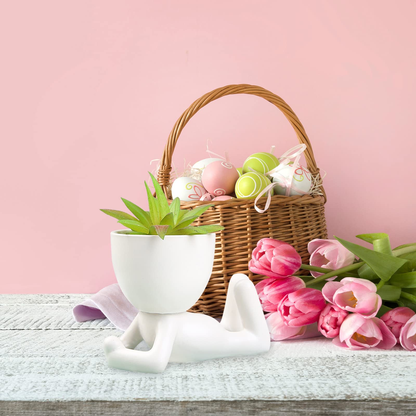AYAROS Sukkulenten-Übertöpfe in menschlicher Form, niedlicher Keramik-Sukkulenten-Blumentopf, kleine Pflanztöpfe, Blumentöpfe, Schreibtisch-Dekoration für Zuhause, Büro, drinnen und draußen, 3 Stück