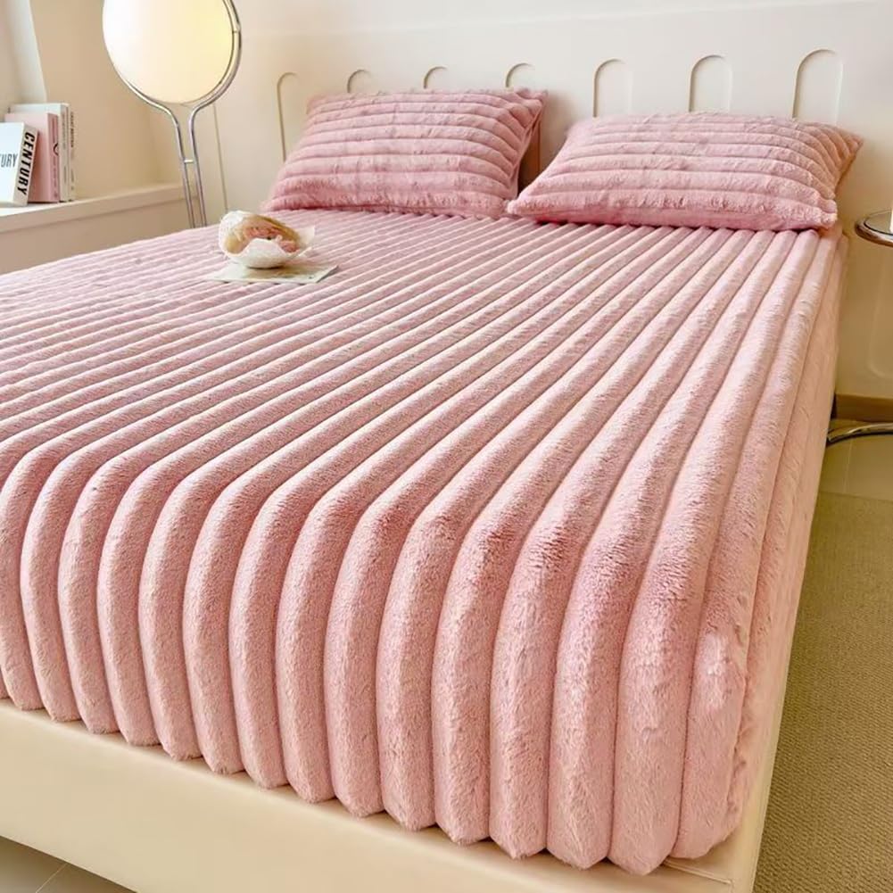 Parure de lit velours 200x200 avec poches profondes anti-glisse pour matelas épais