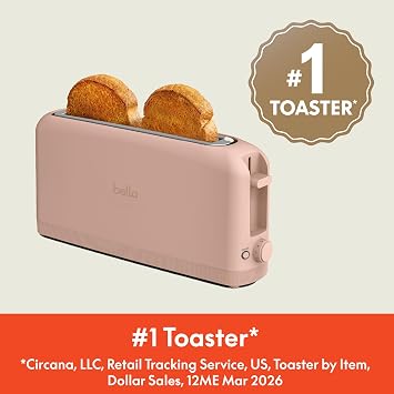 bella Fits-AnywhereTM 2-Slice Slim Toaster, Long Slot & Extra Wide, Blossom