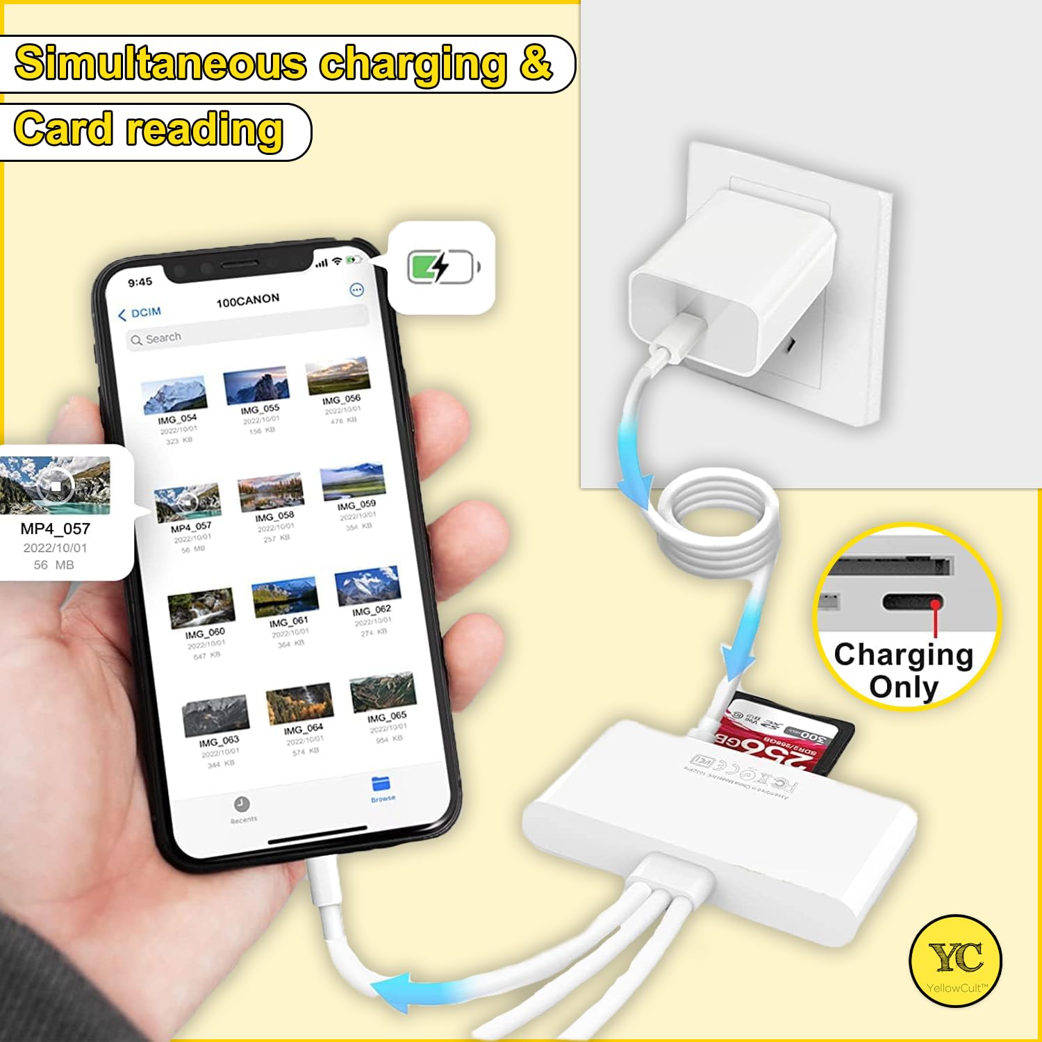YellowCult 5-in-1 Memory Card Reader - iPhone, Camera & Laptop -7