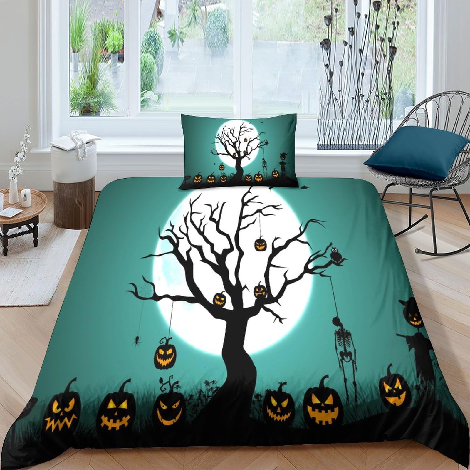 Housse de couette citrouille 3D pour une déco de chambre Halloween unique