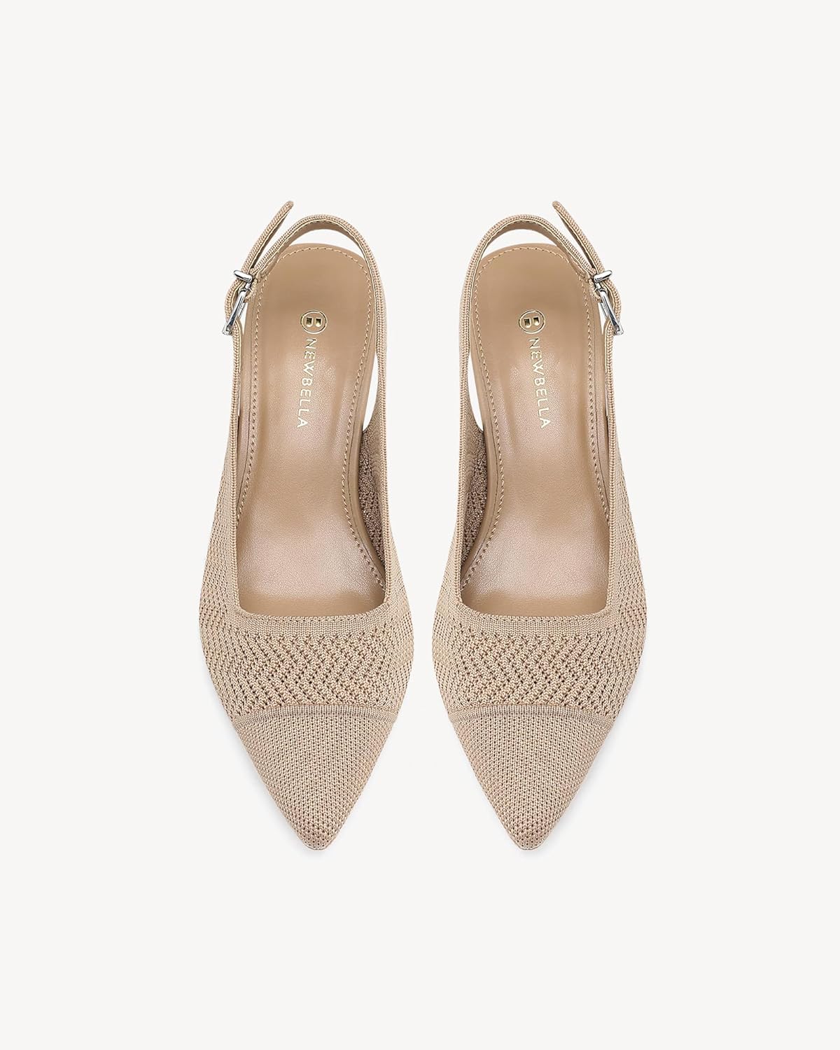 NEWBELLA Women's Knit Ankle Strap Pumps - Pointed Toe Slingback Block Heels, Breathable Office & Party Heels with Chunky Heel for All-Day Comfort - Image 5