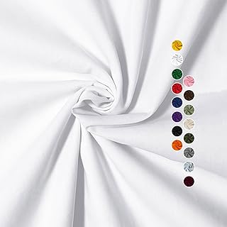 White Polyester Cotton Fabric 60 Inch x 1 Yard - Soft Lightweight Durable for Apparel, Bedding, Curtains Home Decor Crafts DIY Projects Decorations